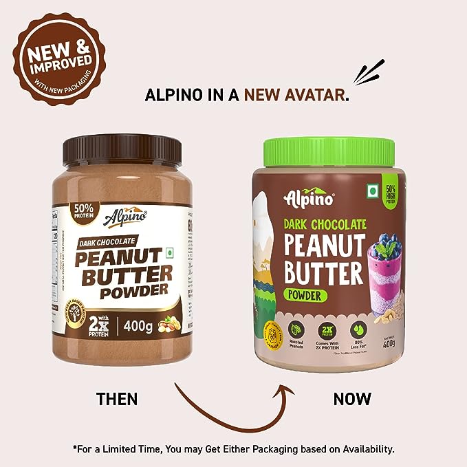 Alpino Peanut Butter Powder | Dark Chocolate | 50% Protein | 85% Less Fat | Vegan