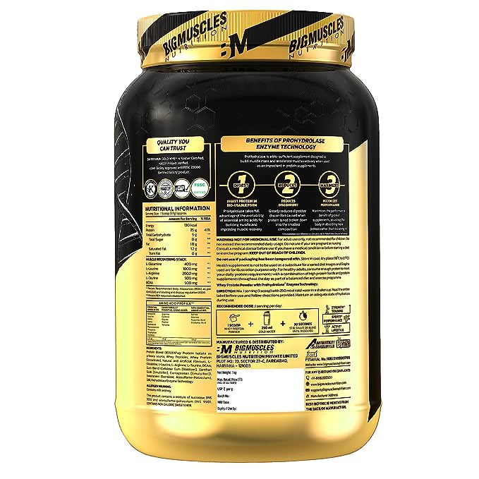 Bigmuscles Premium Gold Whey | 25g Protein | 5.5g BCAA | Zero Sugar | Lean Muscle | Chocolate