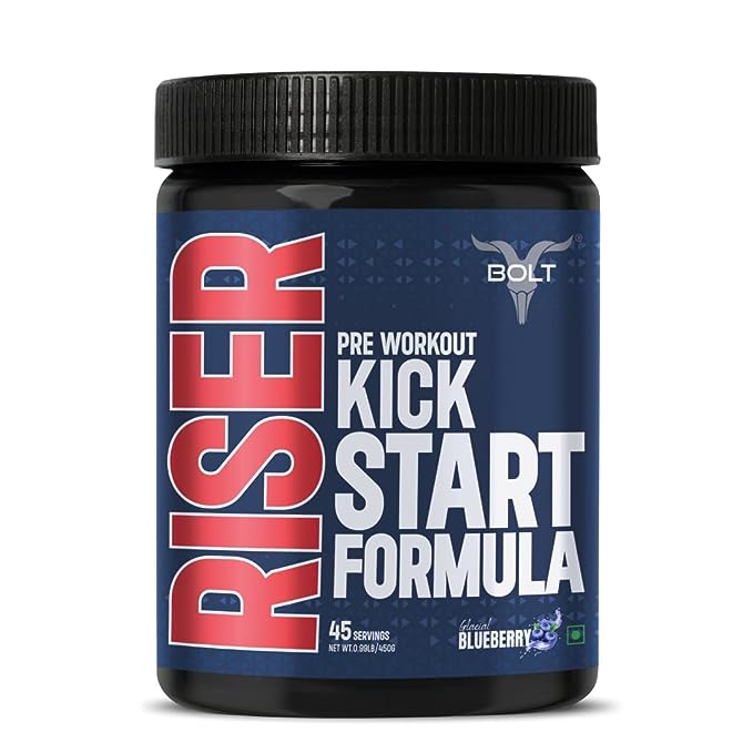 Bolt Riser Pre-Workout | Phycocyanin | Caffeine | Citrulline and Beta-Alanine | Energy and Focus | Blueberry