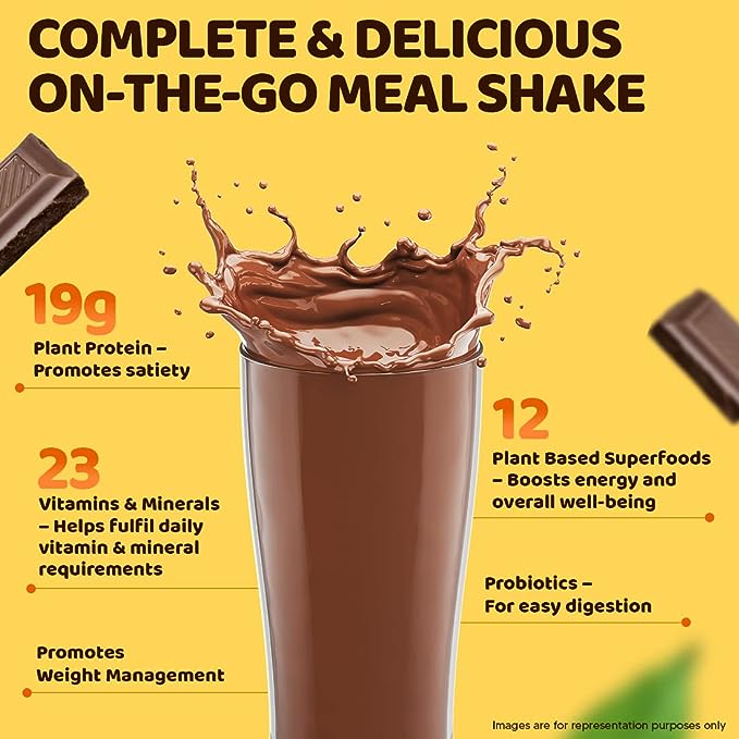 Fast and Up GoodEatz Meal Shake | 19g Plant Protein | Probiotics | No Added Sugar | Meal Replacement | Chocolate