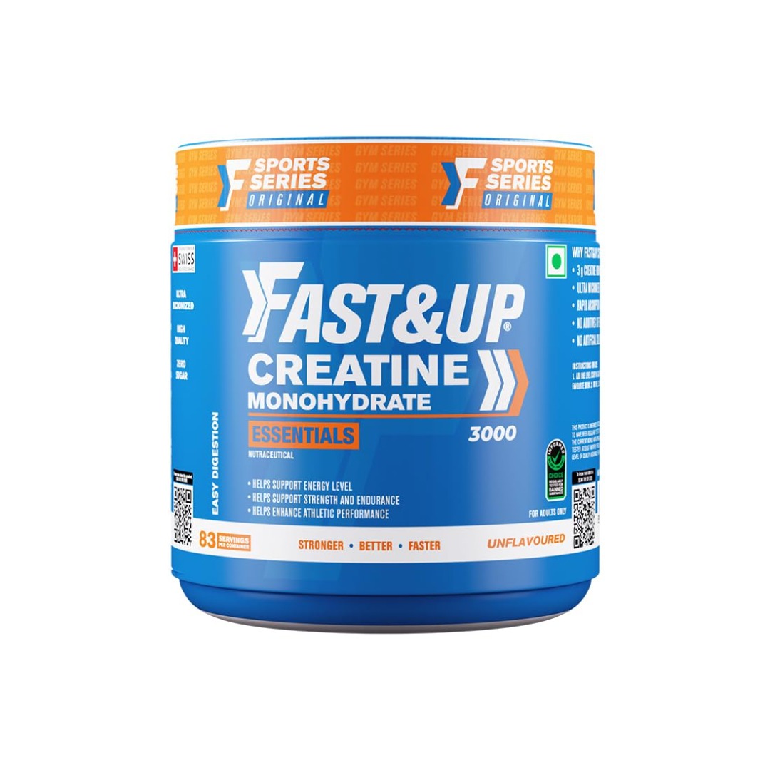 FastandUp Creatine Monohydrate | Ultra Micronised | 83 Servings | Muscle Recovery | Unflavoured