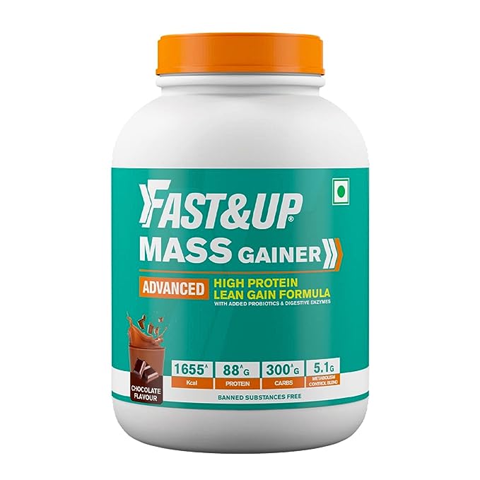 Fast and Up Mass Gainer | 88g Protein | 1655 kcal | Vitamins | Probiotics and Enzymes | Chocolate