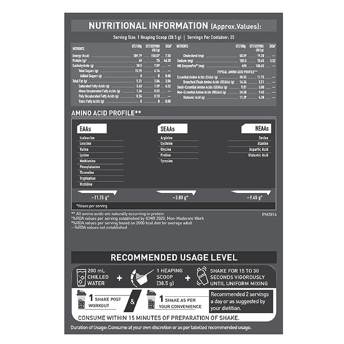 MuscleBlaze Biozyme Performance Whey | 25g Protein | 50%Higher Absorption | EAF | Raw Refill Pack | Chocolate