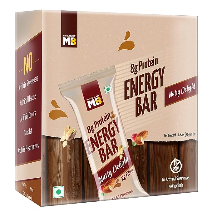 MuscleBlaze Energy Bar | Nutty Delight | 6-Piece Pack