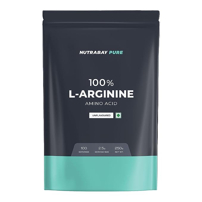 Nutrabay Pure 100% L-Arginine Powder | 100 Servings | Muscle Building | Endurance | Unflavoured