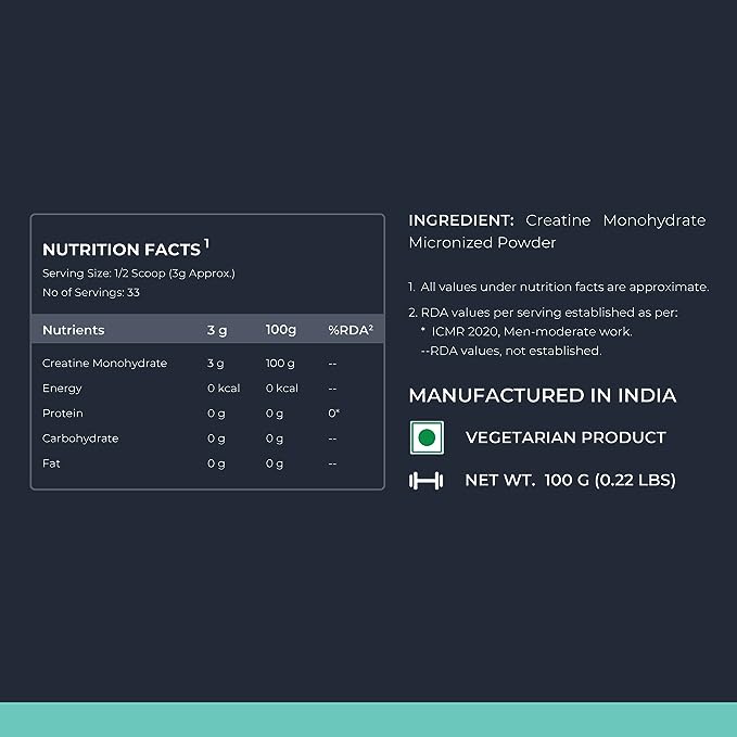 Nutrabay Pure Micronised Creatine Monohydrate | 3g per Serving | Muscle Recovery | Athletic Performance | Unflavoured