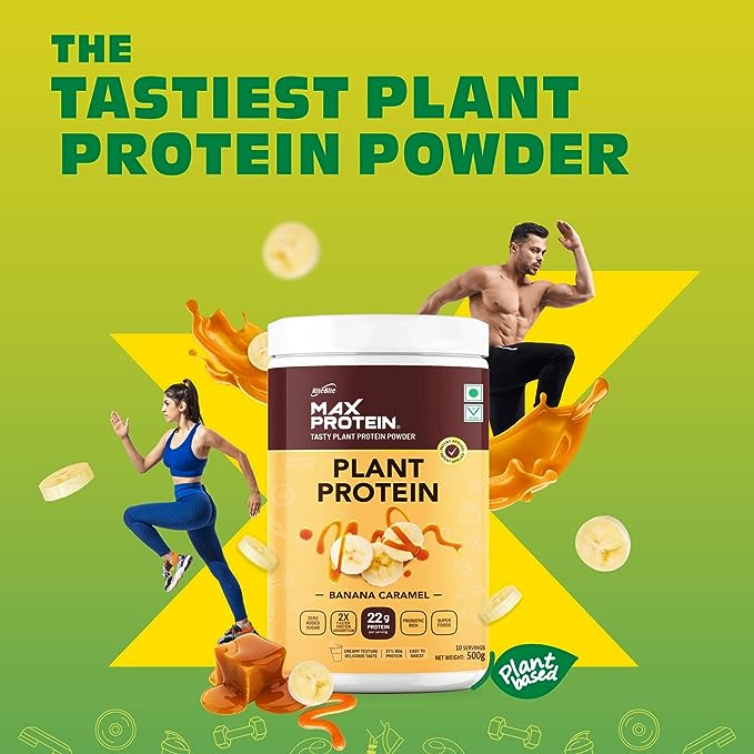 RiteBite Max Protein Plant Protein Powder | 22g Protein | Probiotic | No Added Sugar | Banana Caramel