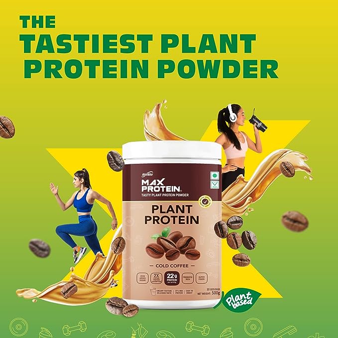 RiteBite Max Protein Plant Protein Powder | 22g Protein | Probiotic | No Added Sugar | Cold Coffee
