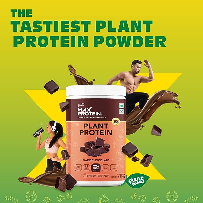 RiteBite Max Protein Plant Protein Powder | 22g Protein | Probiotic | No Added Sugar | Belgian Dark Chocolate