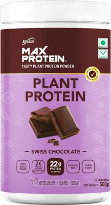 RiteBite Max Protein Plant Protein Powder | 22g Protein | Probiotic | No Added Sugar | Swiss Chocolate