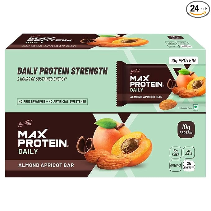 RiteBite Max Protein Daily Bar | 10g Protein | No Preservatives | Almond Apricot4