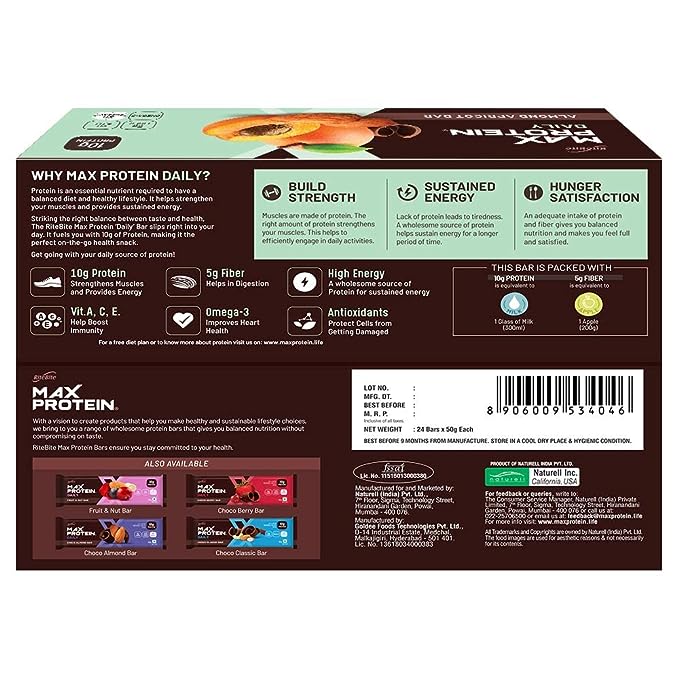 RiteBite Max Protein Daily Bar | 10g Protein | No Preservatives | Almond Apricot4