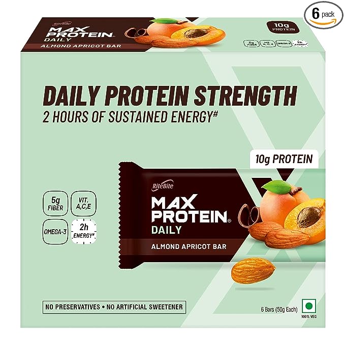 RiteBite Max Protein Daily Bar | 10g Protein | No Preservatives | Almond Apricot