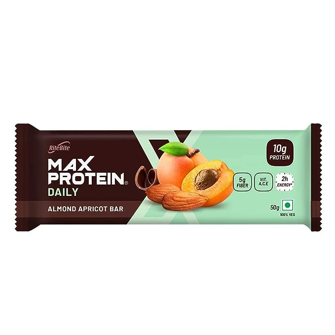 RiteBite Max Protein Daily Bar | 10g Protein | No Preservatives | Almond Apricot