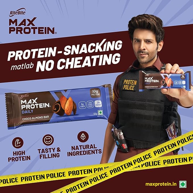 RiteBite Max Protein Daily Bar | 10g Protein | No Preservatives | Choco Almond
