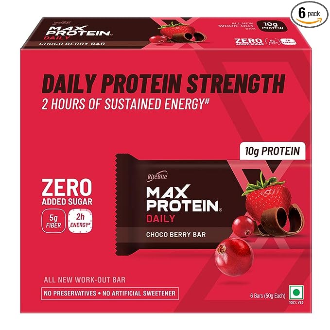RiteBite Max Protein Daily Bar | 10g Protein | Sugar-Free | Choco Berry