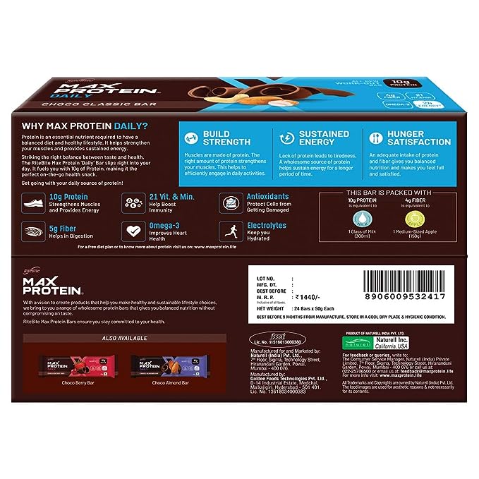 RiteBite Max Protein Daily Bar | 10g Protein | No Preservatives | Choco Classic4