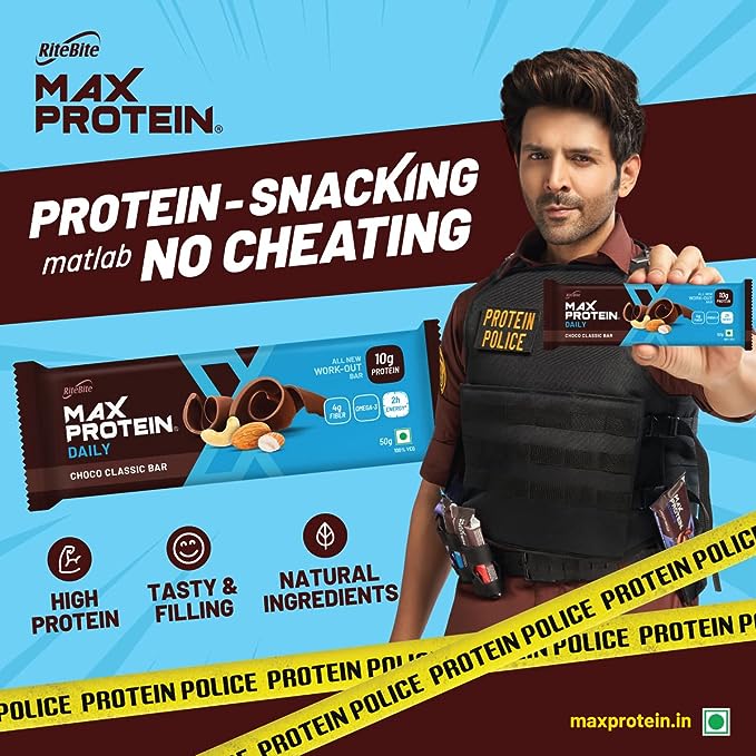 RiteBite Max Protein Daily Bar | 10g Protein | No Preservatives | Choco Classic