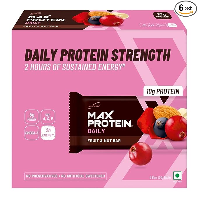 RiteBite Max Protein Daily Bar | 10g Protein | No Preservatives | Fruit and Nut