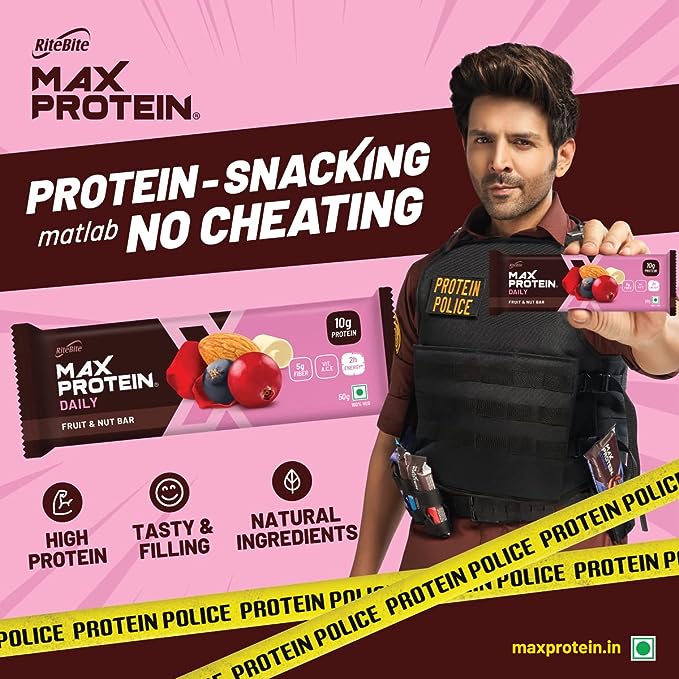 RiteBite Max Protein Daily Bar | 10g Protein | No Preservatives | Fruit and Nut