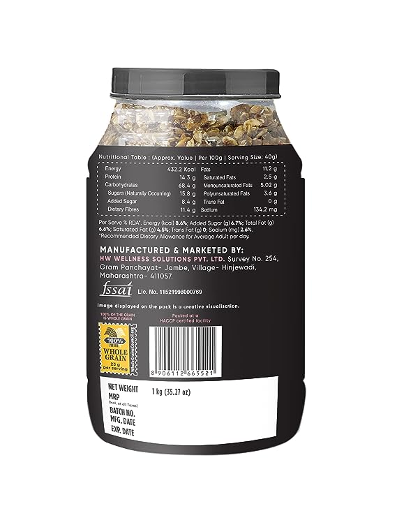 True Elements Dark Chocolate Muesli | Wholegrain Breakfast Cereal | High Fibre | No Added Sugar