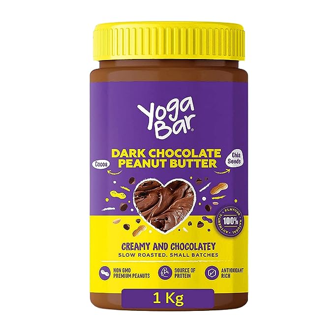 YogaBar Dark Chocolate Peanut Butter | 100% Roasted Peanuts | Non-GMO | Vegan | Creamy