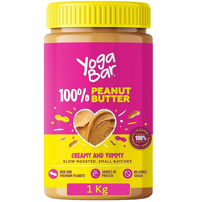 YogaBar 100% Pure Peanut Butter | Unsweetened | Non-GMO | High Protein | Creamy