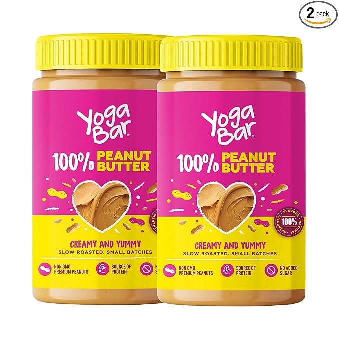 YogaBar 100% Pure Peanut Butter | Unsweetened | Non-GMO | High Protein | Creamy