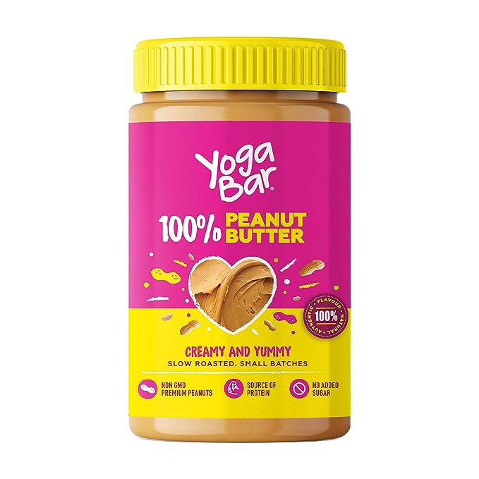 YogaBar 100% Pure Peanut Butter | Unsweetened | Non-GMO | High Protein | Creamy