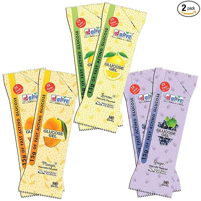 D-Alive Fast-Acting Glucose Gel | 15g Glucose | Mango, Lemon and Grapes