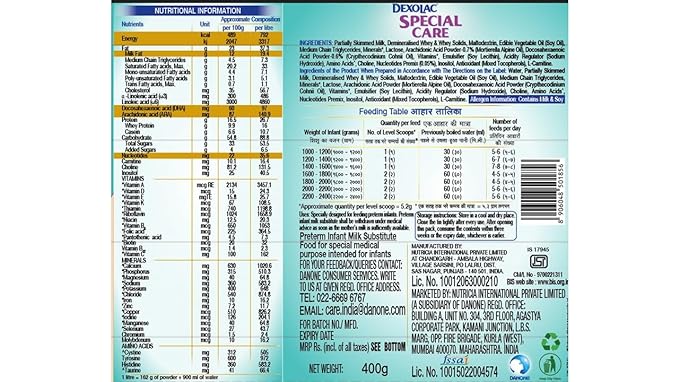 Dexolac Special Care Infant Formula - Milk Powder for Premature Babies - Born Before 37 weeks