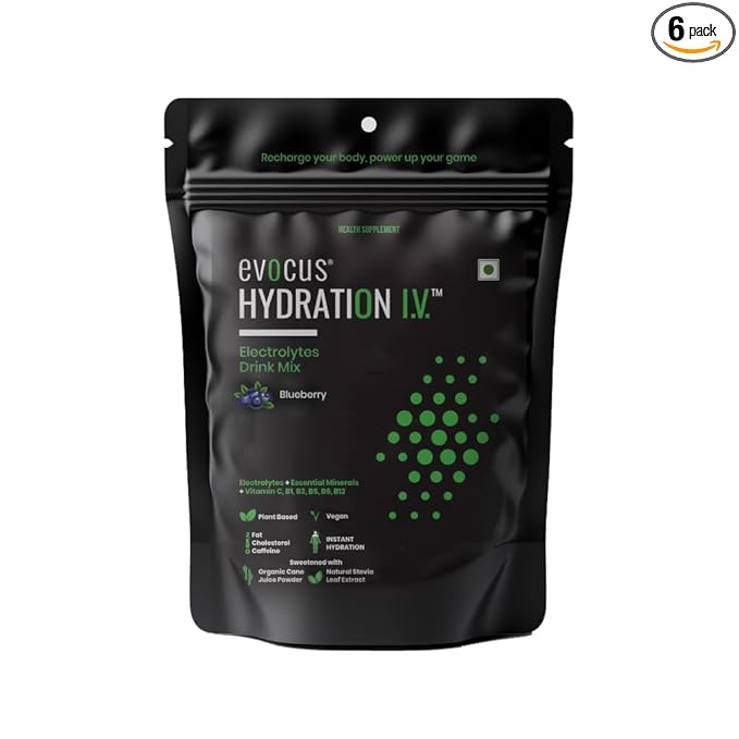 Evocus Hydration IV Electrolyte Drink Mix | Instant Hydration | Blueberry
