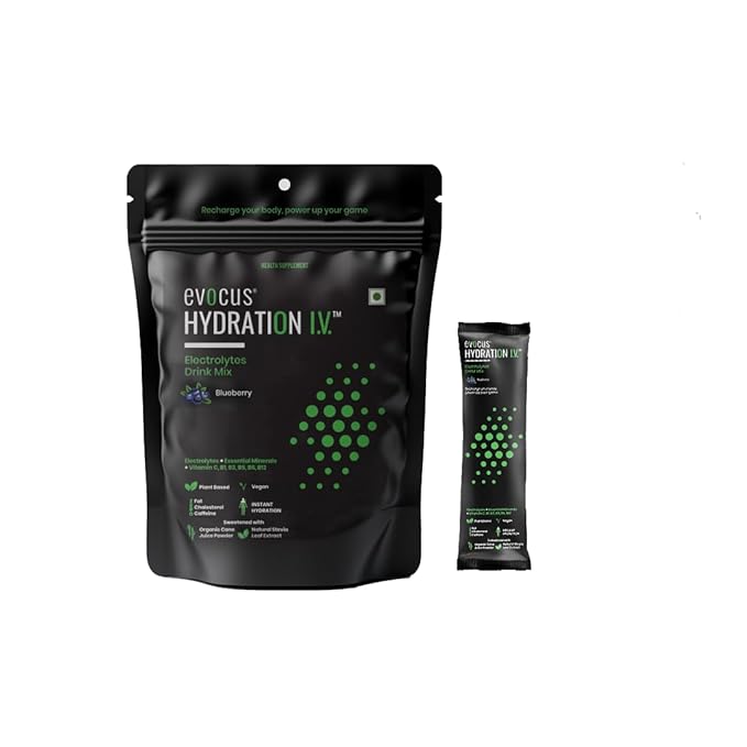 Evocus Hydration IV Electrolyte Drink Mix | Instant Hydration | Blueberry