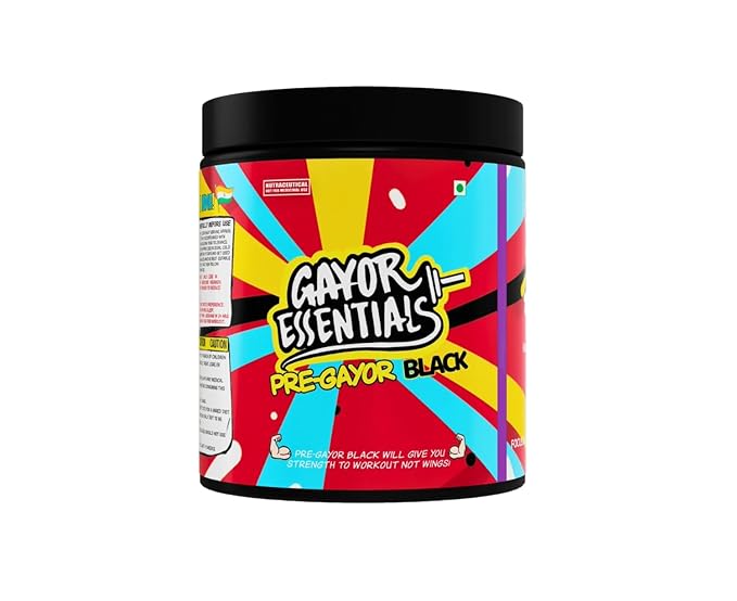 GAYOR ESSENTIALS Pre-Black Pre-Workout | Advanced Formula | Pump and Strength