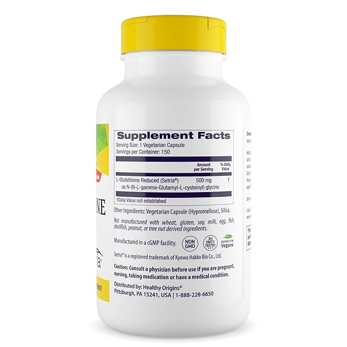 Healthy Origins Setria L-Glutathione 500mg | Natural Reduced | Antioxidant and Detox