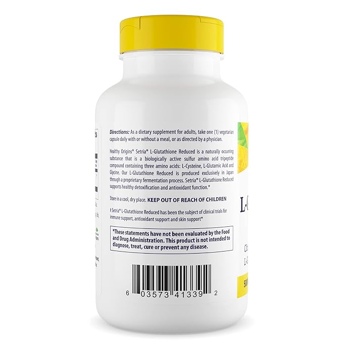 Healthy Origins Setria L-Glutathione 500mg | Natural Reduced | Antioxidant and Detox