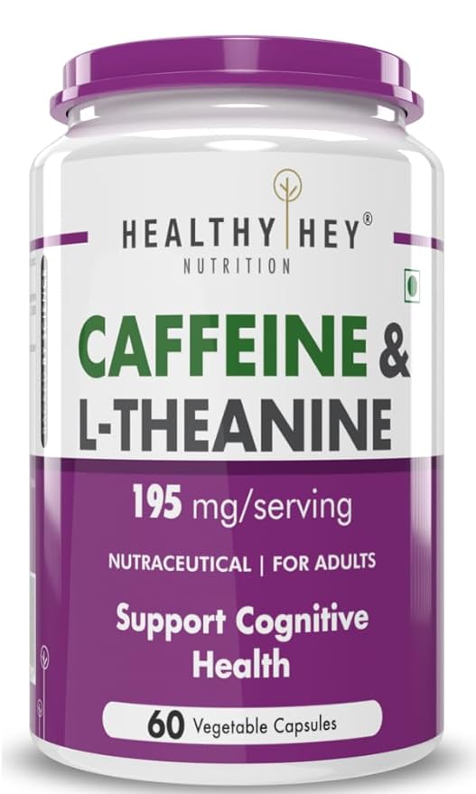 HealthyHey Natural Caffeine 100mg | L-Theanine 200mg | Energy and Focus