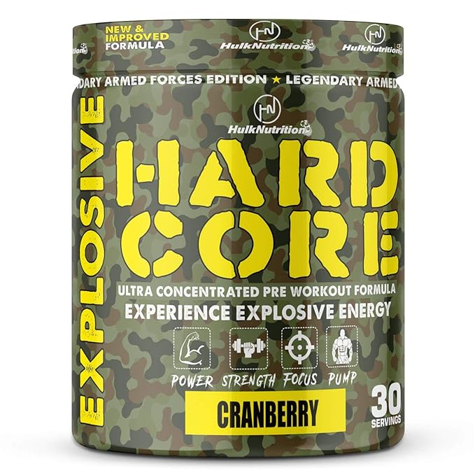 Hulk Nutrition Hardcore Pre-Workout | Creatine | Beta-Alanine | Explosive Energy | Cranberry
