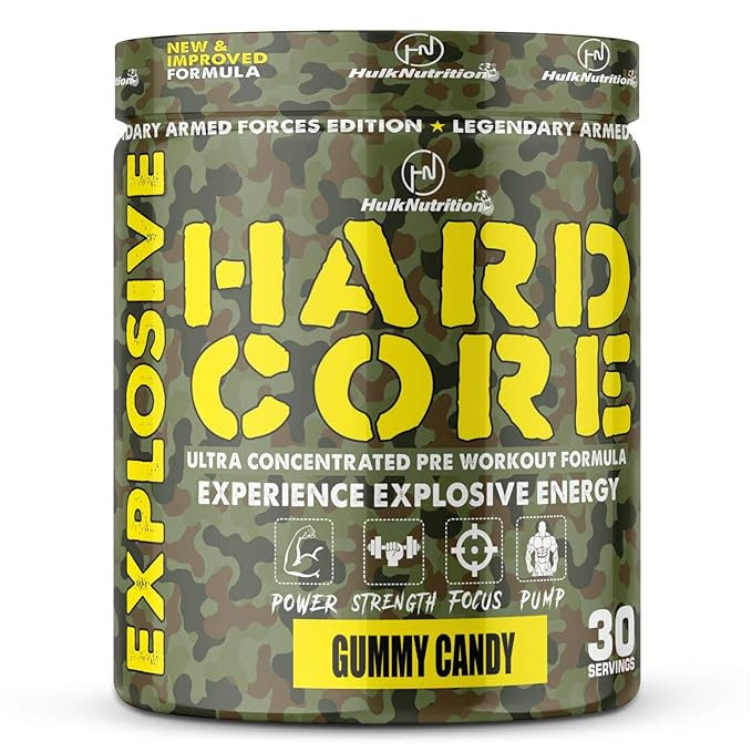 Hulk Nutrition Hardcore Pre-Workout | Creatine | Beta-Alanine | Explosive Energy | Gummy Candy