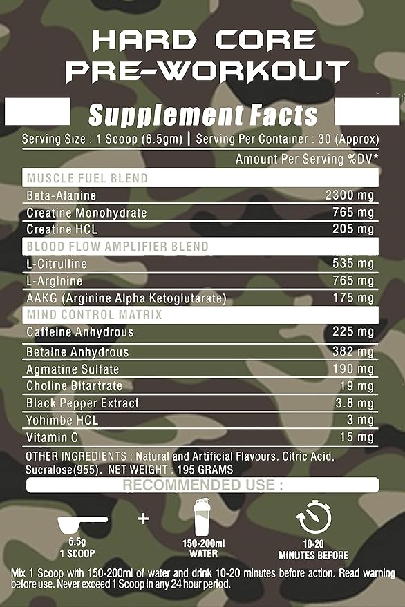 Hulk Nutrition Hardcore Pre-Workout | Creatine | Beta-Alanine | Explosive Energy | Mix Berries