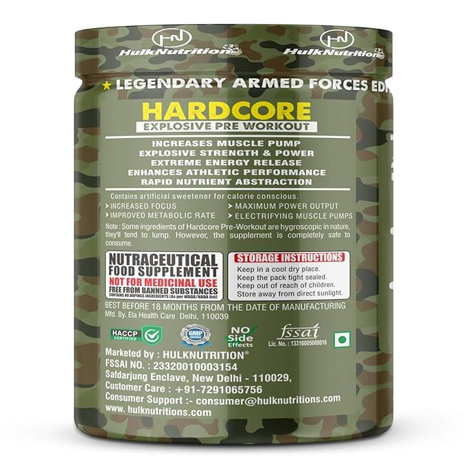 Hulk Nutrition Hardcore Pre-Workout | Creatine | Beta-Alanine | Explosive Energy | Pina Colada