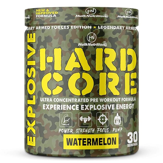 Hulk Nutrition Hardcore Pre-Workout | Creatine | Beta-Alanine | Explosive Energy | Watermelon