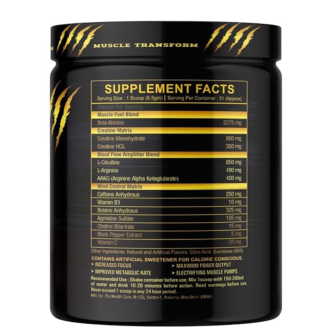 Muscle Transform Pre-Workout | Creatine | Beta-Alanine | Pump and Strength
