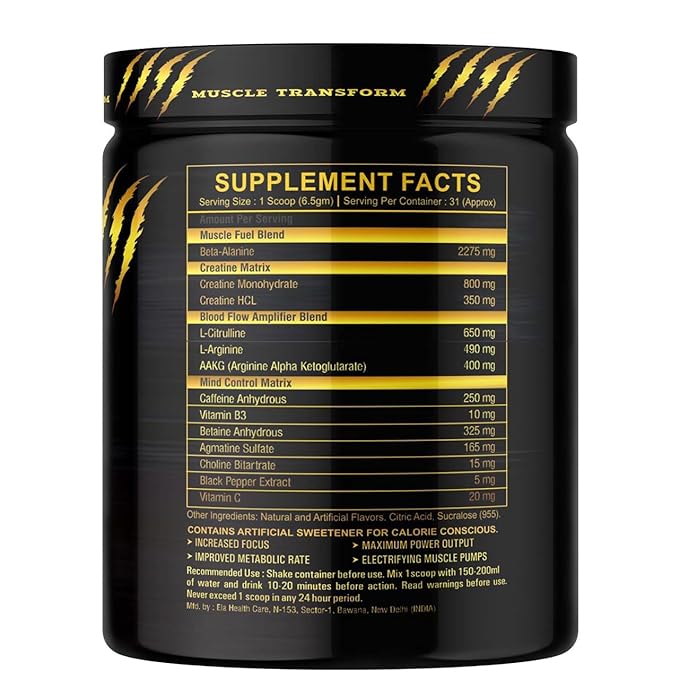 Muscle Transform Pre-Workout | Creatine | Beta-Alanine | Pump and Strength