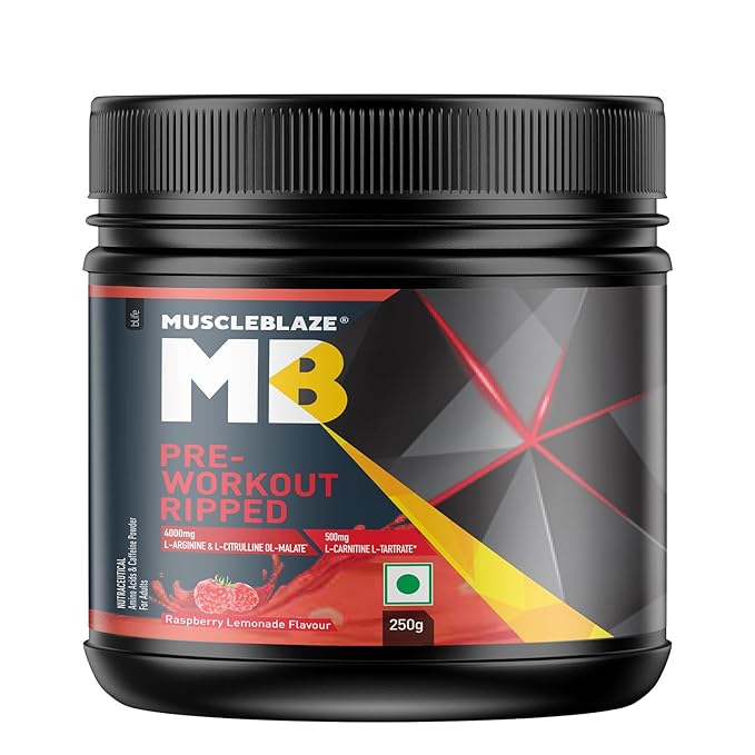 MuscleBlaze Pre-Workout Ripped | L-Citrulline | L-Arginine | L-Carnitine | Fat Burn