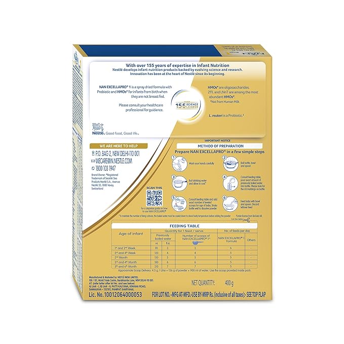 Nestle NAN EXCELLAPRO 1 Infant Formula Powder - Stage 1 (Up to 6 Months)