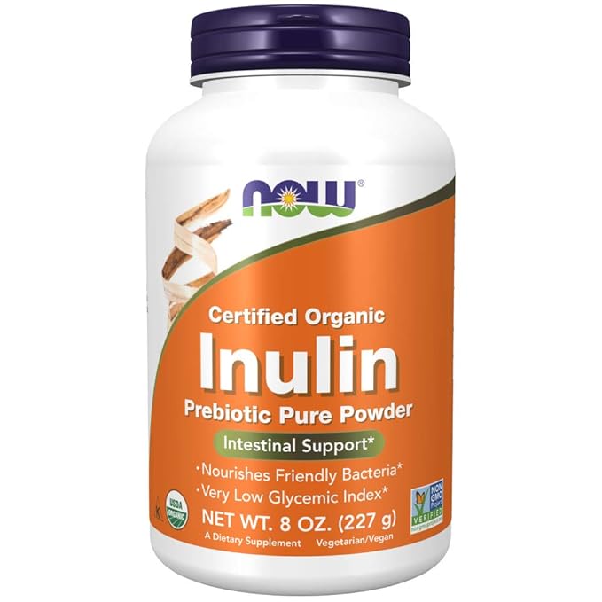 Now Foods Certified Organic Inulin Powder | Prebiotic | Gut Health | Unflavoured