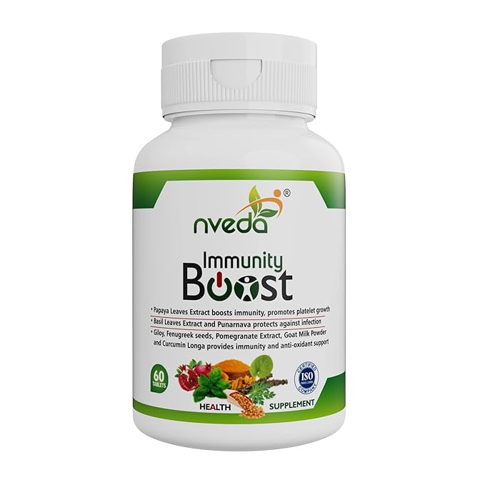 Nveda Immunity Boost | Papaya Leaf Extract | Giloy | Basil and Fenugreek | Curcumin