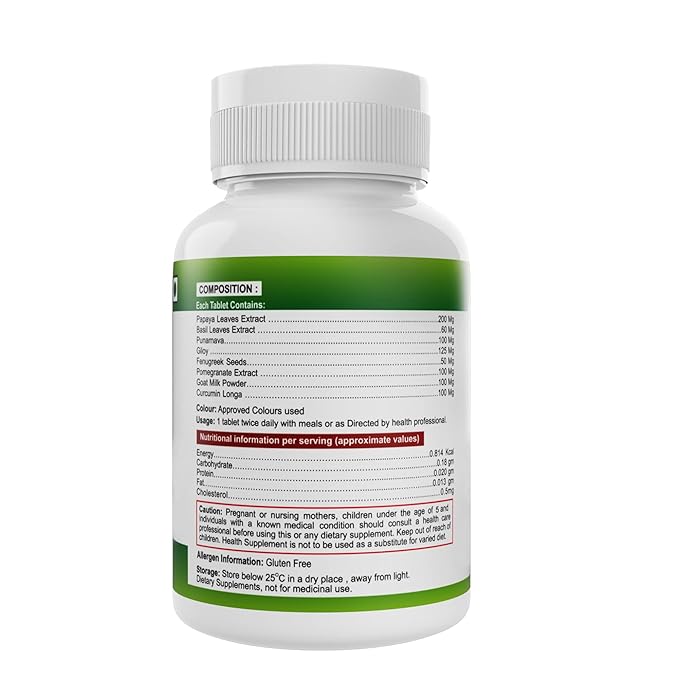 Nveda Immunity Boost | Papaya Leaf Extract | Giloy | Basil and Fenugreek | Curcumin