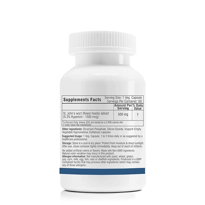 Trexgenics St. John Wort 500mg | 0.3% Hypericin | Stress and Mood Support | 60 Vcaps